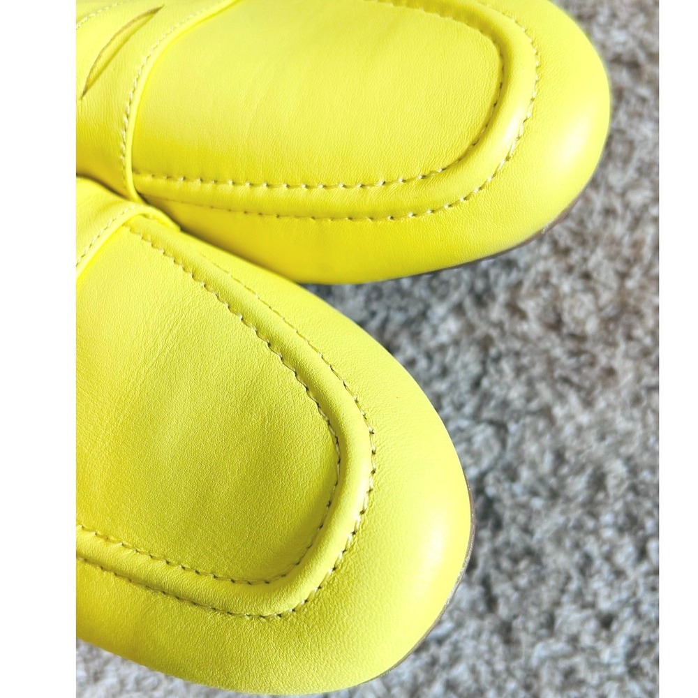 Talbots Ryan Lemon Yellow Dopamine Leather Penny Loafers Flats Womens 8.5M - Picture 5 of 8